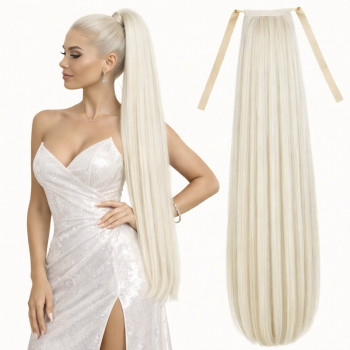 Coada de par Russian Hair  #100 Blond Alb