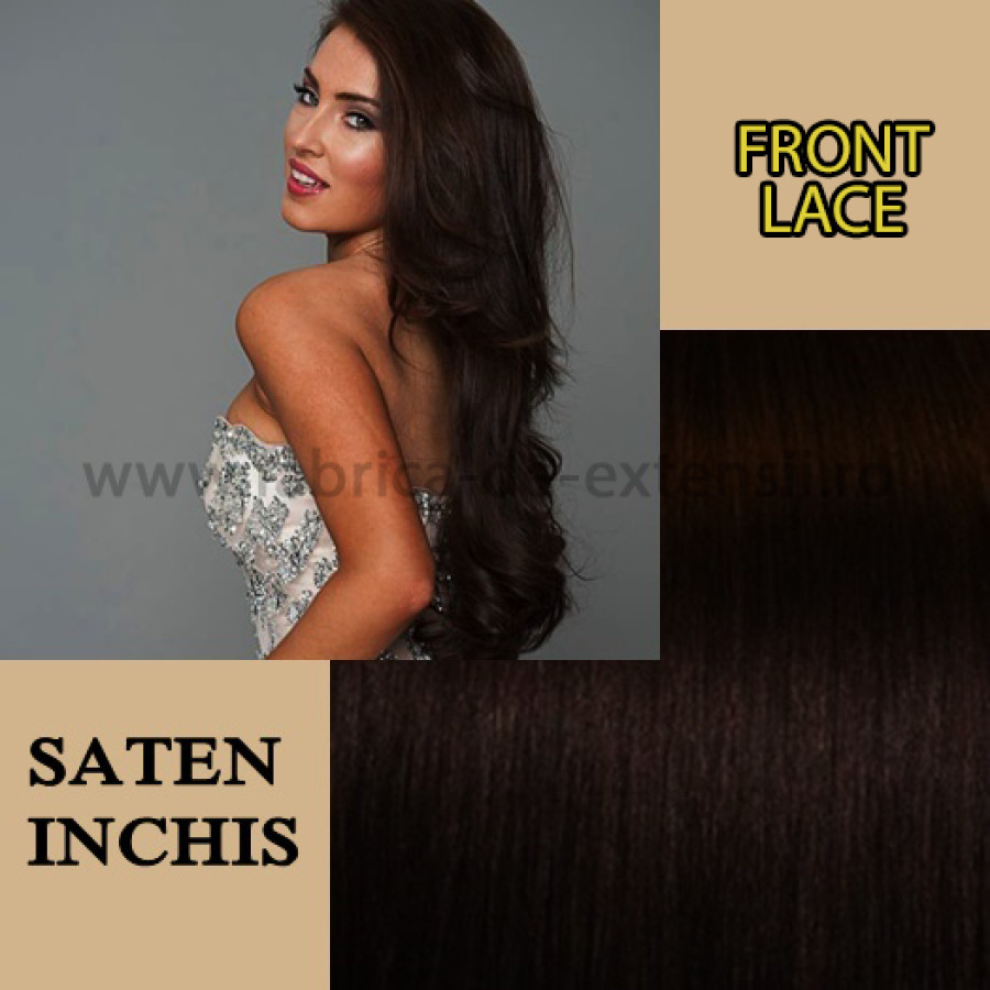 Front Lace Saten Inchis
