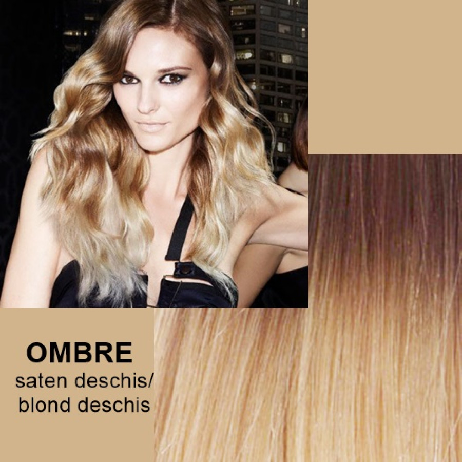 Mese de Volum cu Cordeluta Deluxe OMBRE Saten Deschis / Blond Deschis Mese de Volum cu Cordeluta Deluxe OMBRE Saten Deschis / Blond Deschis