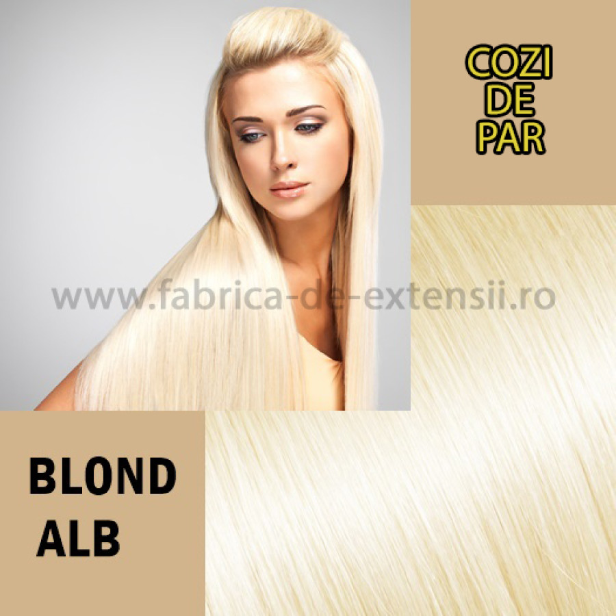 Cozi de Par Sintetice Blond Alb