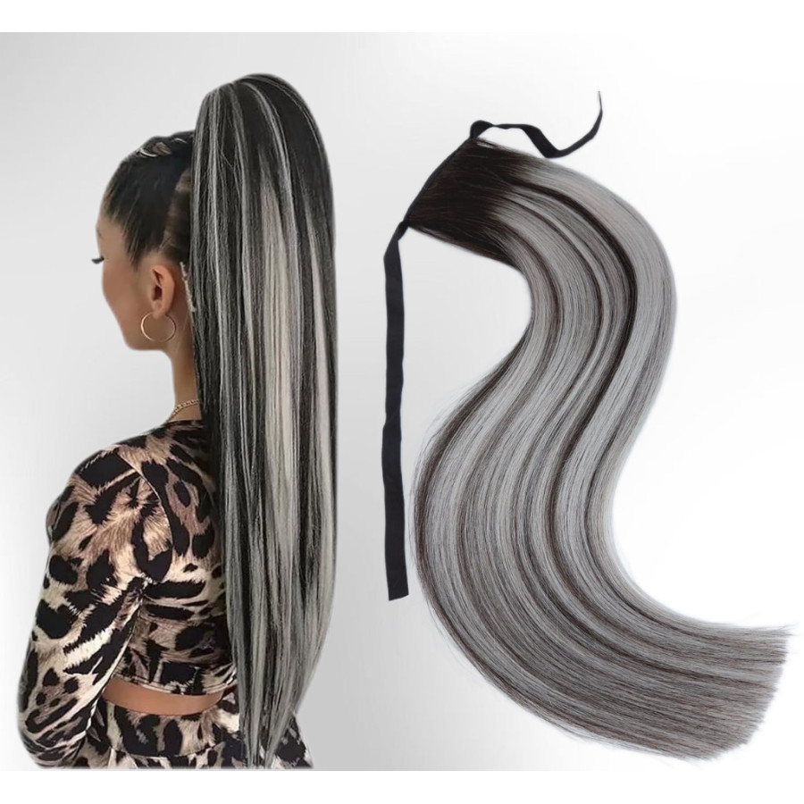 Coada de par Russian Hair Balayage #1B/ Silver
