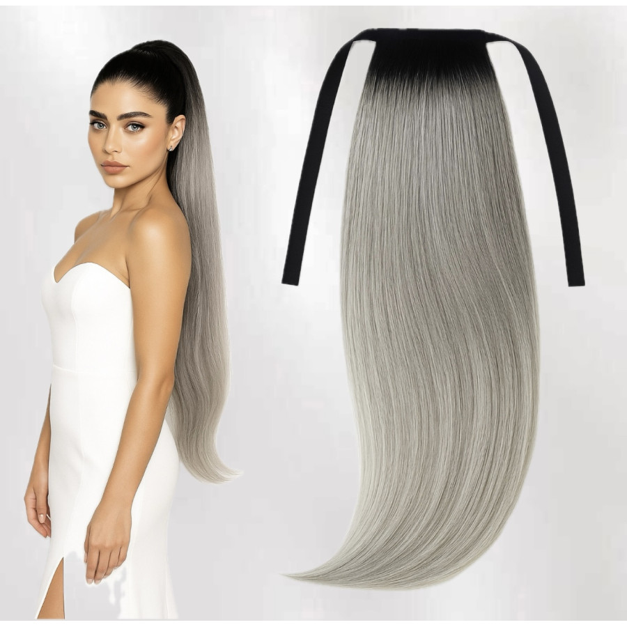 Coada de par Russian Hair Ombre #1B/ Light Grey