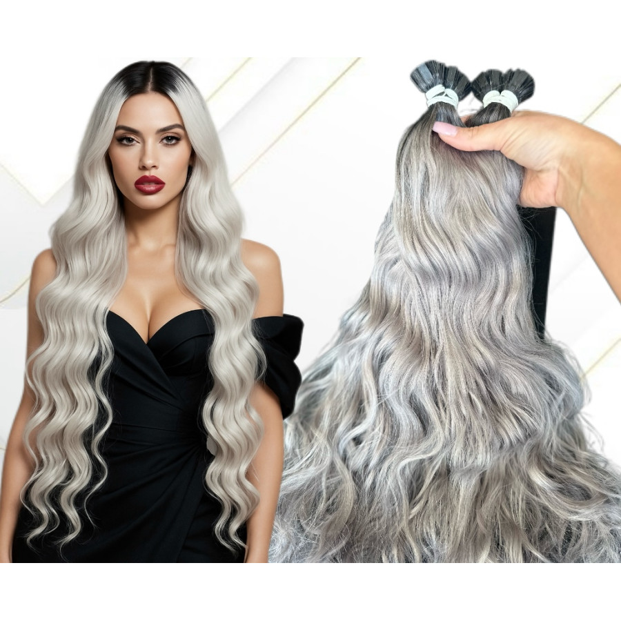 Extensii Cheratina Russian Hair Ombre #1B/Light Grey