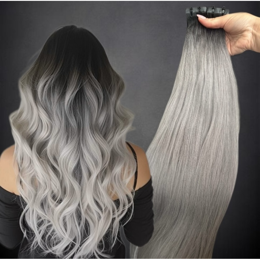 Extensii Tape-in SLAVIC Hair Ombre #1/Grey Extensii Tape-in SLAVIC Hair Ombre #1/Grey