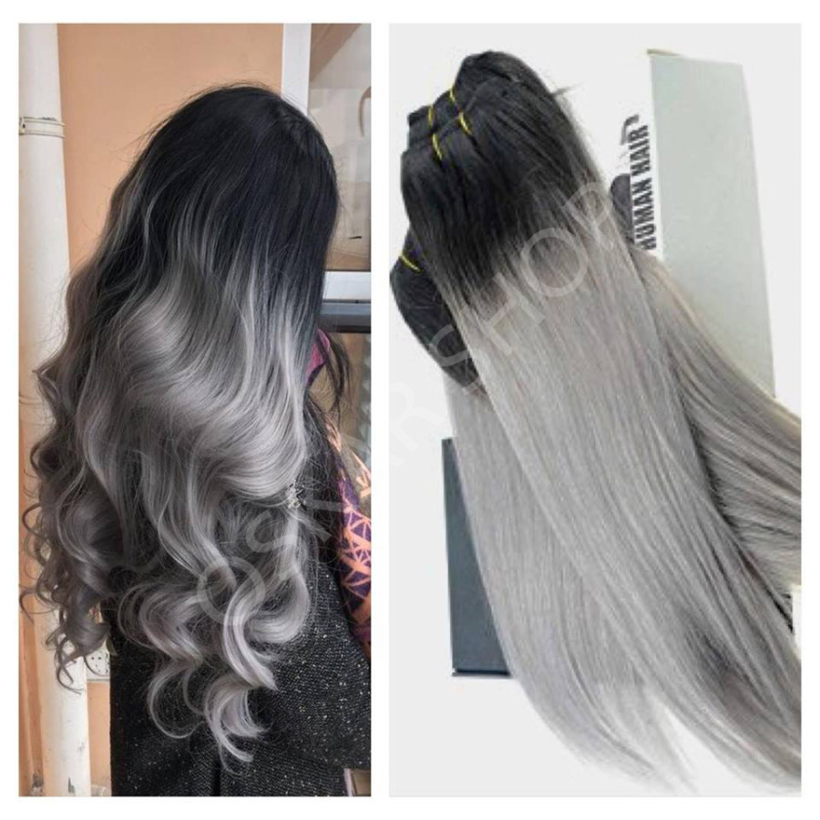 Clip-On Black Collection Ombre #1B Grey