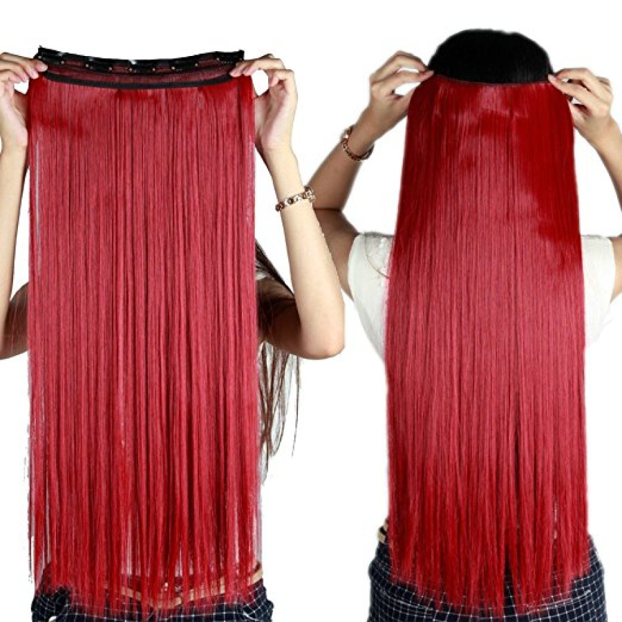 Trese Clip-On Drepte Sintetic Red Trese Clip-On Drepte Sintetic Red